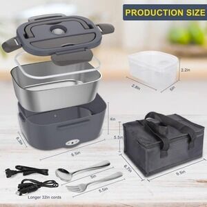 Portable Electric Lunch Box 1.5L Removable Stainless Steel 3 in 1 Heated Warmer